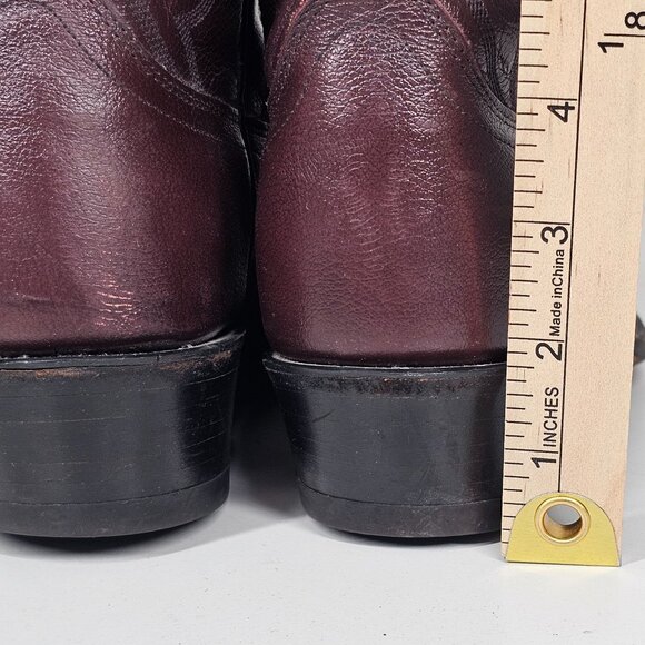 Vintage Dan Post Leather Western Cowboy Boots Burgundy Embroidered Men's 8.5D - Picture 8 of 12